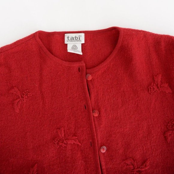 Vintage Tabi Red 100% Wool Button Down Cardigan Size Medium - Picture 12 of 13